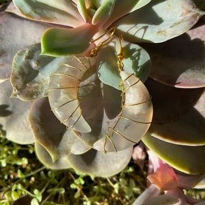 Wire wrapped flower agate crystal earrings